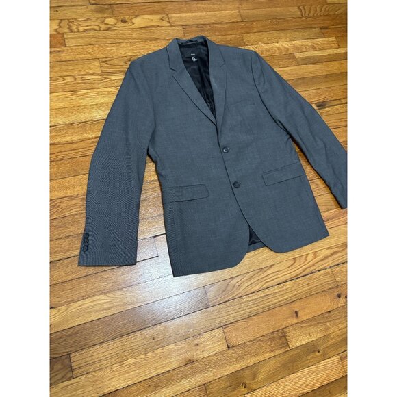 H&M Men's Blazer Jacket Size 42R Gray Pindot Stretch 2 Button Sport Coat - Picture 3 of 7
